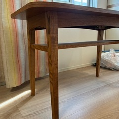 【unico】オーク材 カフェテーブル　長方形テーブル 下部棚付きの画像