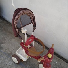 iimo イーモ 多機能 折りたたみ三輪車 手押し棒付き 日よけ付きの画像