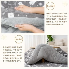 こたつ布団　敷布団セット　熊柄グレーの画像