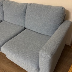 3人掛けソファ ブルー 美品 (オットマン無し)　の画像