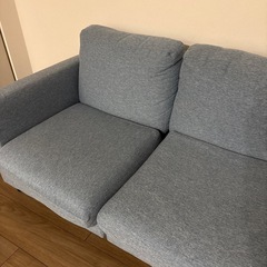 3人掛けソファ ブルー 美品 (オットマン無し)　の画像