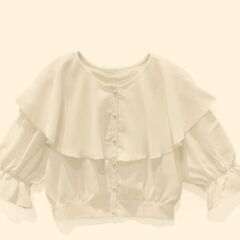 GRL フリル付きホワイトシャツ 半袖 Lサイズの画像