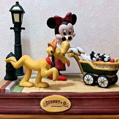 ディズニーランド・ミッキー＆プルートとミニー＆プルートの陶器フィギュア２個セット・レトロの画像