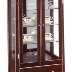 コレクションボード 彩美 74 ガラス扉 木製 おしゃれ 上品 アンティーク調 スリム 脚付 幅63 奥行35 高さ117 飾り棚 ガラス棚 ハイキャビネット扉付 引出し収納付 リビングボード 収納 リビング 【完成品】 【曙工芸】の画像
