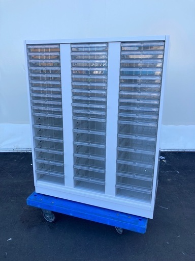 【OF-68】美品 クリアケースキャビネット 書棚 書庫 スチールホワイト フロアケース A4 書類整理 保管 トレー レター　検)事務机　オフィス チェア　会議 椅子　ロッカー　ミーティングテーブル　応接ソファ 店舗 事務所 什器　書庫 本棚 ラック デスク スチール 美品多数 格安 【中古オフィス家具】