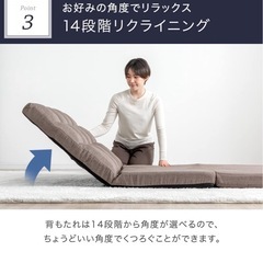 ソファーベッド 3WAY 2人掛け 幅100cm クッション付き 座椅子ソファーの画像