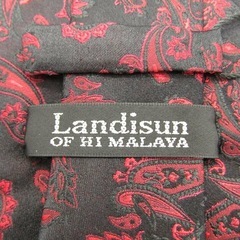 【新品未使用】レンディスン ブランド ネクタイ ハンカチ ペイズリー シルク 未使用タグ付 PO メンズ ブラック Landisunの画像