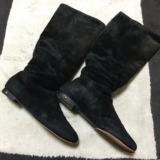 正規品 ルイヴィトン スエードレザーロングブーツ 36 ブラック