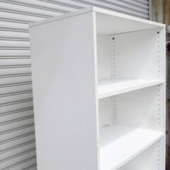① オフィス ラック 4段　カラーボックス　収納棚　木製　ホワイト　組立済み　新生活　整理棚　本棚　白家具　収納家具　直接引取歓迎の画像