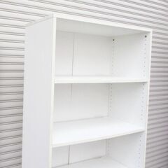 ④ オフィス ラック 4段　カラーボックス　収納棚　木製　ホワイト　組立済み　新生活　整理棚　本棚　白家具　収納家具　直接引取歓迎の画像