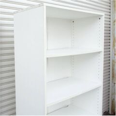 ⑤ オフィス ラック 4段　カラーボックス　収納棚　木製　ホワイト　組立済み　新生活　整理棚　本棚　白家具　収納家具　直接引取歓迎の画像