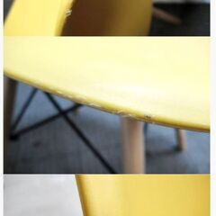 ① シェルチェア　イームズチェア　イエロー　木脚　ダイニングチェア　カバー付き　ミーティングチェア　おしゃれ 三栄コーポレーション　の画像