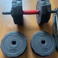 【総額9,500円】筋トレグッズ　ダンベル、アームバーの画像
