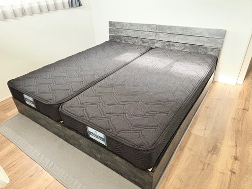 決定！シングルベッド二つ　Granz (グランツ)  ベッドフレーム　マット付き　シングル　1セット