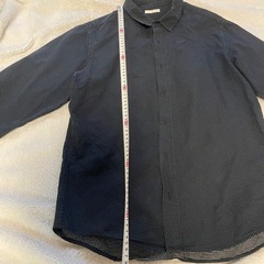 GU ジーユー　シャツ　ブラック　Lサイズ　襟付き　メンズ　七分袖の画像