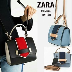 ザラ　ZARA  2way ショルダーバッグ　ハンドバッグ　ブルー　ネイビーの画像