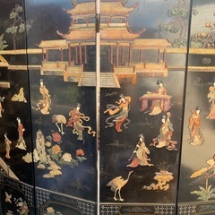 中国絵　石張屏風　の画像