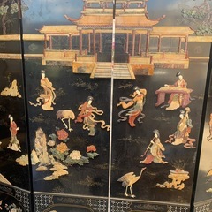 中国絵　石張屏風　の画像
