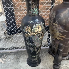 漆塗り　木製壺　貝絵　螺鈿の画像