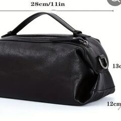 ■新品■ブラックレザーショルダーバッグ 28cm の画像
