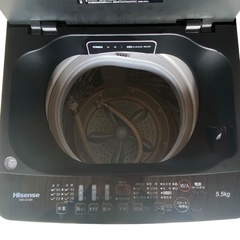【ジ0928-16】おしゃれな黒色‼️Hisense 全自動電気洗濯機 HW-G55EK 2021年製 5.5kgの画像