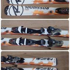 ●24) ROSSIGNOL radical j 140cm  107/67/94 12M スキー板 /ビンディング / ポール 101cm 3点セット  比較的綺麗め 中古 ③の画像