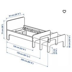 【IKEA/SLÄKT スレクト】伸長式ベッドフレームとすのこ(マットレス付き) の画像