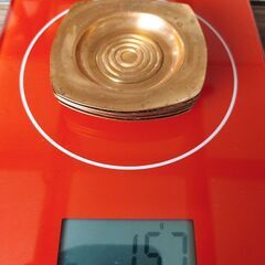アンティーク　銅？　真鍮？　カップ　ソーサー　トレー　セット　総重量1.9kgの画像