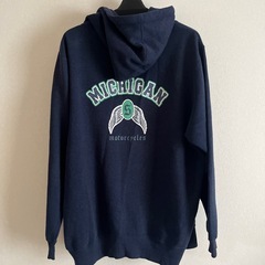 パーカー 裏起毛 L ネイビーの画像