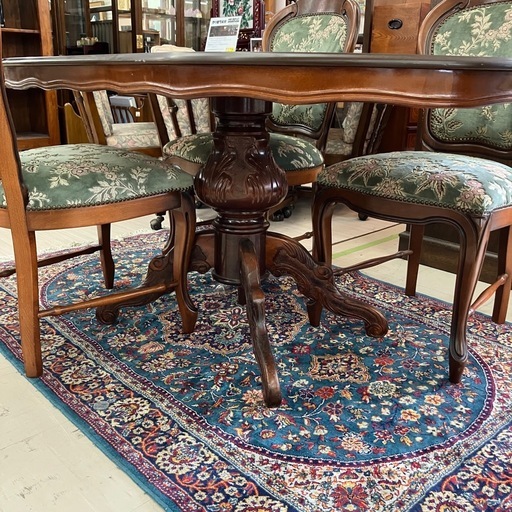 中古品　象嵌ダイニング6点セット　楕円形　150cm 公田店