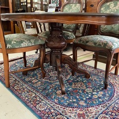 中古品　象嵌ダイニング6点セット　楕円形　150cm 公田店の画像