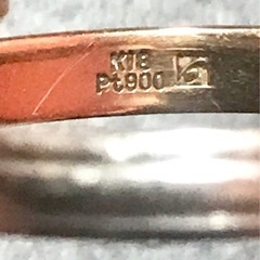 K18 pt900コンビ指輪の画像
