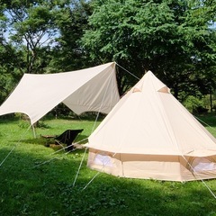 NEUTRAL OUTDOOR(ニュートラルアウトドア) GEテント 耐水ポリエステル生地 ワンポールテント ゲルテント ベルテント ベージュ 収納袋付きの画像