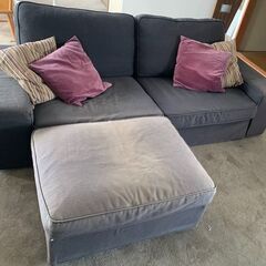 ★無料★ 3人掛けソファ + オットマン (収納付き)の画像