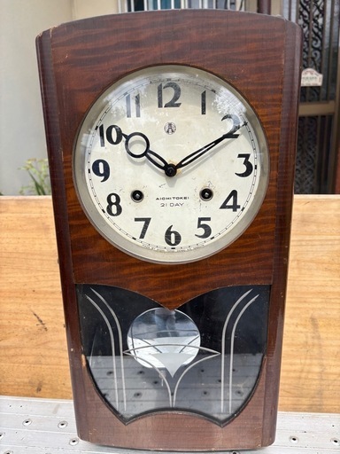 2026年最新】Yahoo!オークション -愛知時計 振り子の中古品・新品・未使用品一覧 【NEW】No.26 アイチ時計　レトロ振り子時計　ネジ巻き式　21DAY