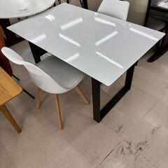 リユースのサカイ栃木店★ジモティ割あり★  ダイニングセット ホワイト×ダークブラウン W92～120×D75×H69 クリーニング済み TC10822の画像