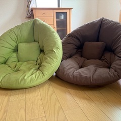 LOWYA 座椅子　２個セット　ブラウン×グリーンの画像