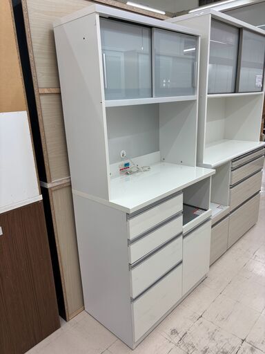 リユースのサカイ栃木店★ジモティ割あり★ 高橋木工 食器棚 ホワイト W90.5×D51×H187 クリーニング済み TC10823