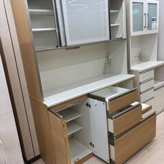 リユースのサカイ栃木店★ジモティ割あり★ NITORI 食器棚 ホワイト W140×D50×H200 クリーニング済み TC10824の画像