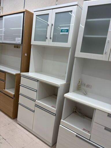 リユースのサカイ栃木店★ジモティ割あり★ NITORI 食器棚 ホワイト W79.8×D50.5×H200.3 クリーニング済み TC10825