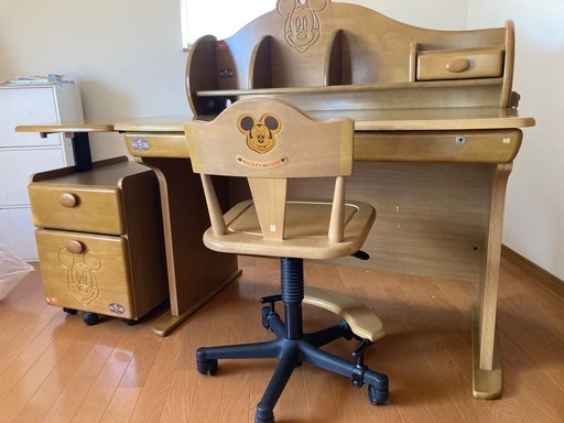 ミッキーマウス チトセ学習机 椅子 脇机 3点セット