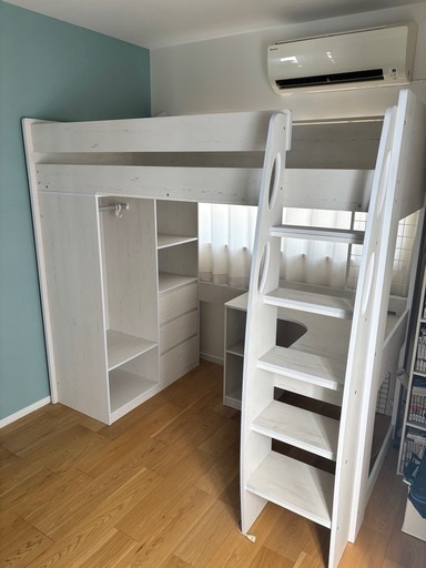 美品　システムベッド　ロフトベッド　白