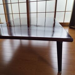 中古ローテーブル 木製天板 折りたたみ金属脚 高さ330mm 幅740mm 長さ1040mmの画像
