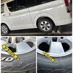 ハイエースに装着　ハイラックスサーフアルミ　TOYO OPENCOUNTRY R/T ホワイトレター　215/65R16C 109/107Q オールシーズン　の画像