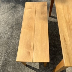 【引き出し付き木製ダイニングテーブル】横120 縦74 高70　ベンチ付き　4人掛け　四人掛け　4p 4P センターテーブル　家具　インテリア　一軒家　天然木材　【倉庫前引き取り限定値引きあり‼️】の画像