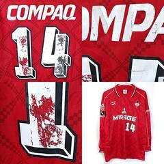 プーマ 浦和レッズ  1998 ホーム ユニフォーム 長袖 ＃14 礒貝洋光 XO PUMA 2002 FIFAワールドカップ 招致活動 ワッペン付き サッカー Jリーグの画像