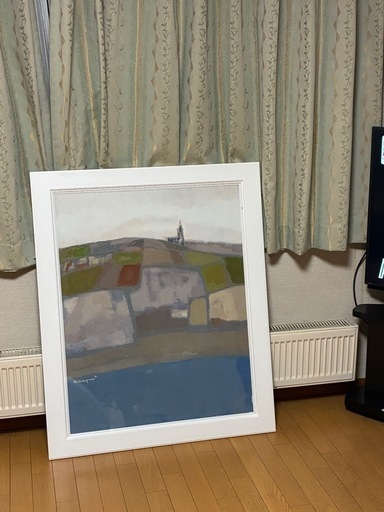 中川清　北海道画廊　風景画　油絵　油彩画　署名有　大型　F30号 北海道画廊風景画油絵油彩画署名有大型F30号 (south-z) 市役所前