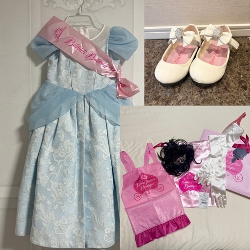 ディズニー公式ビビディバビディブティック　シンデレラドレス110 シューズ.小物 110cm]ビビディ公式 シンデレラドレス小物靴フルセット