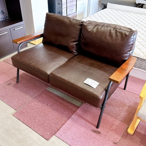 2人掛け ソファ レザー  レトロ