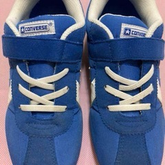 コンバース☆スニーカー☆ブルー☆２２㎝☆お子様にも☆履いてる姿は美品に見えます☆の画像